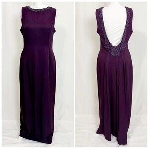 Vintage Scott McClintock Elegant Purple Evening Gown with low back detail